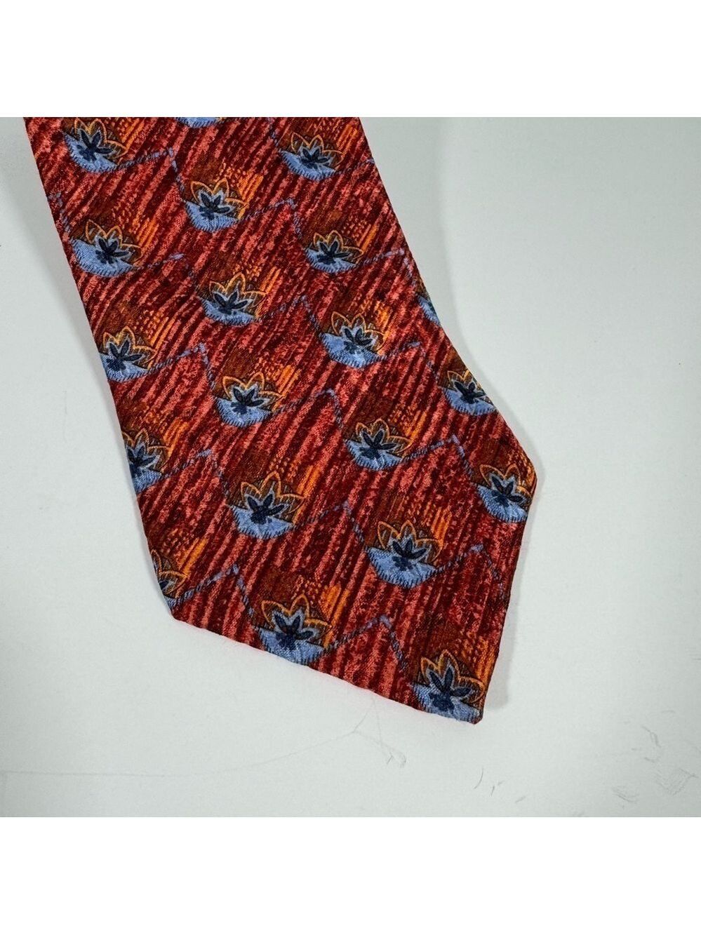 Vintage Silk Tie Necktie Kolte Italy Floral Red Blue Office Career VGUC